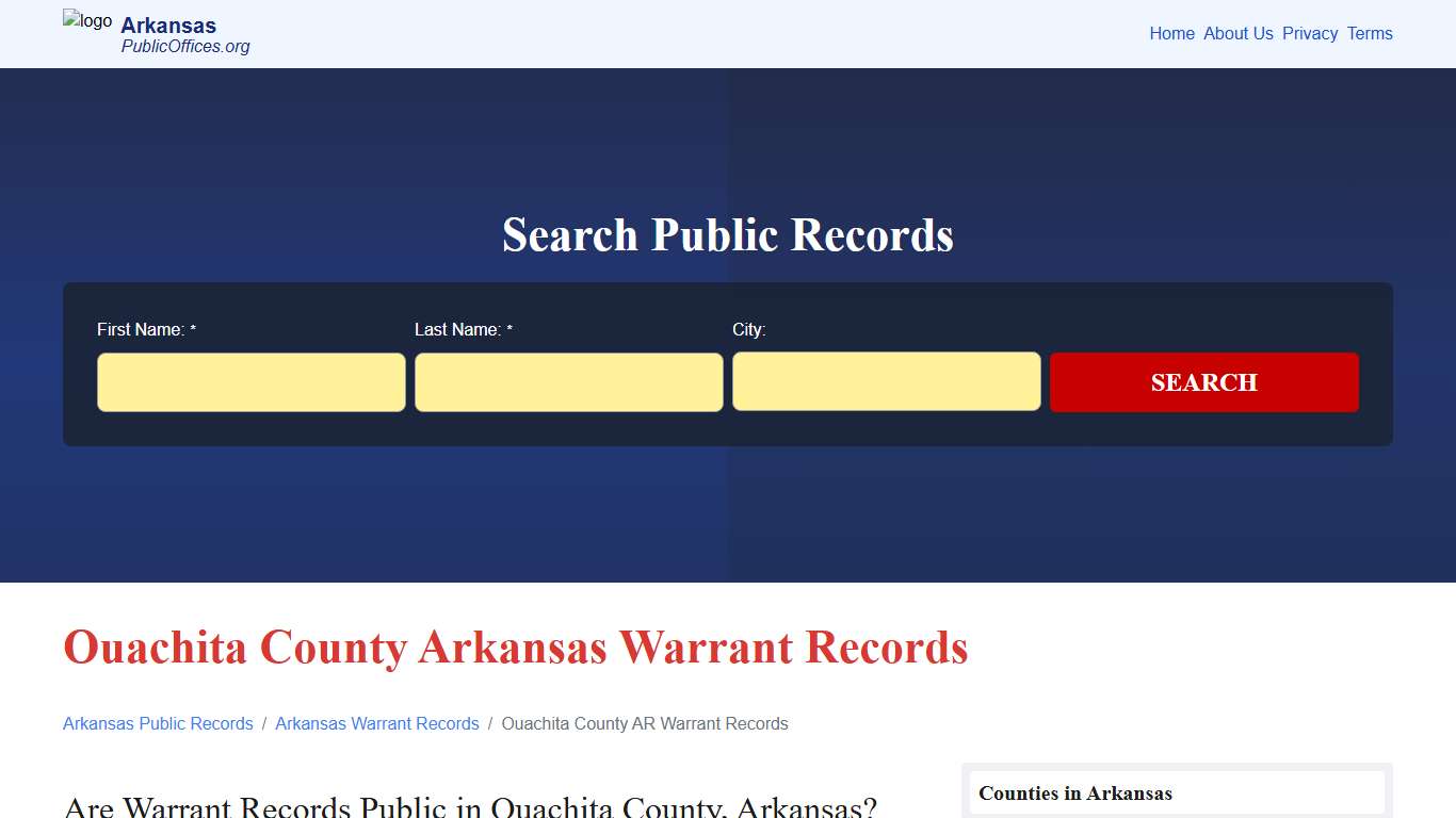 Ouachita County, AR Warrant Records Search – PublicOffices.org