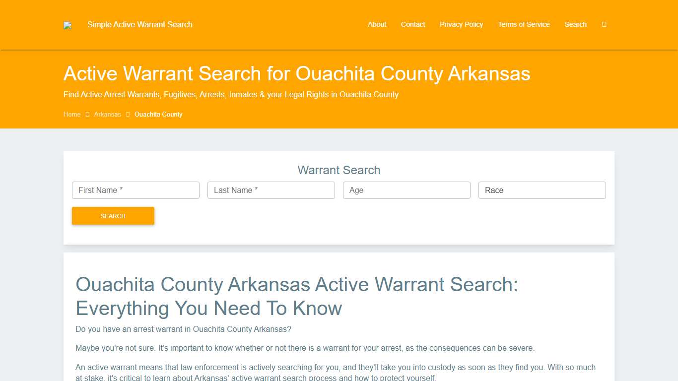 Active Warrant Search in Ouachita County Arkansas - Outstanding Warrants